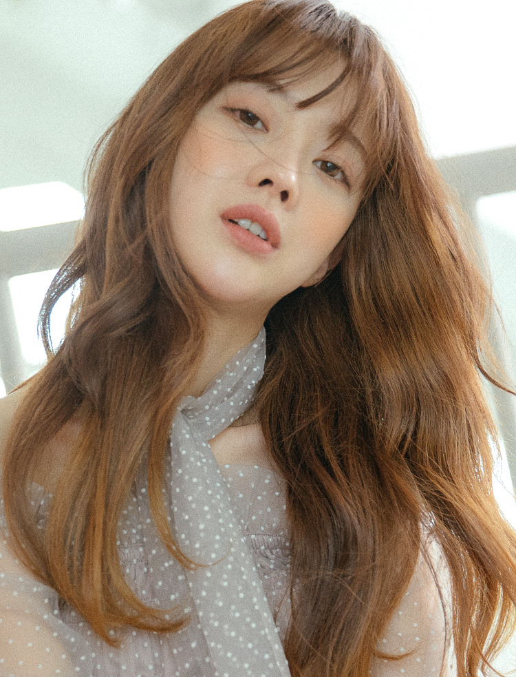 핑크에이지 탑커버 시스루뱅 사선컬 정수리볼륨
